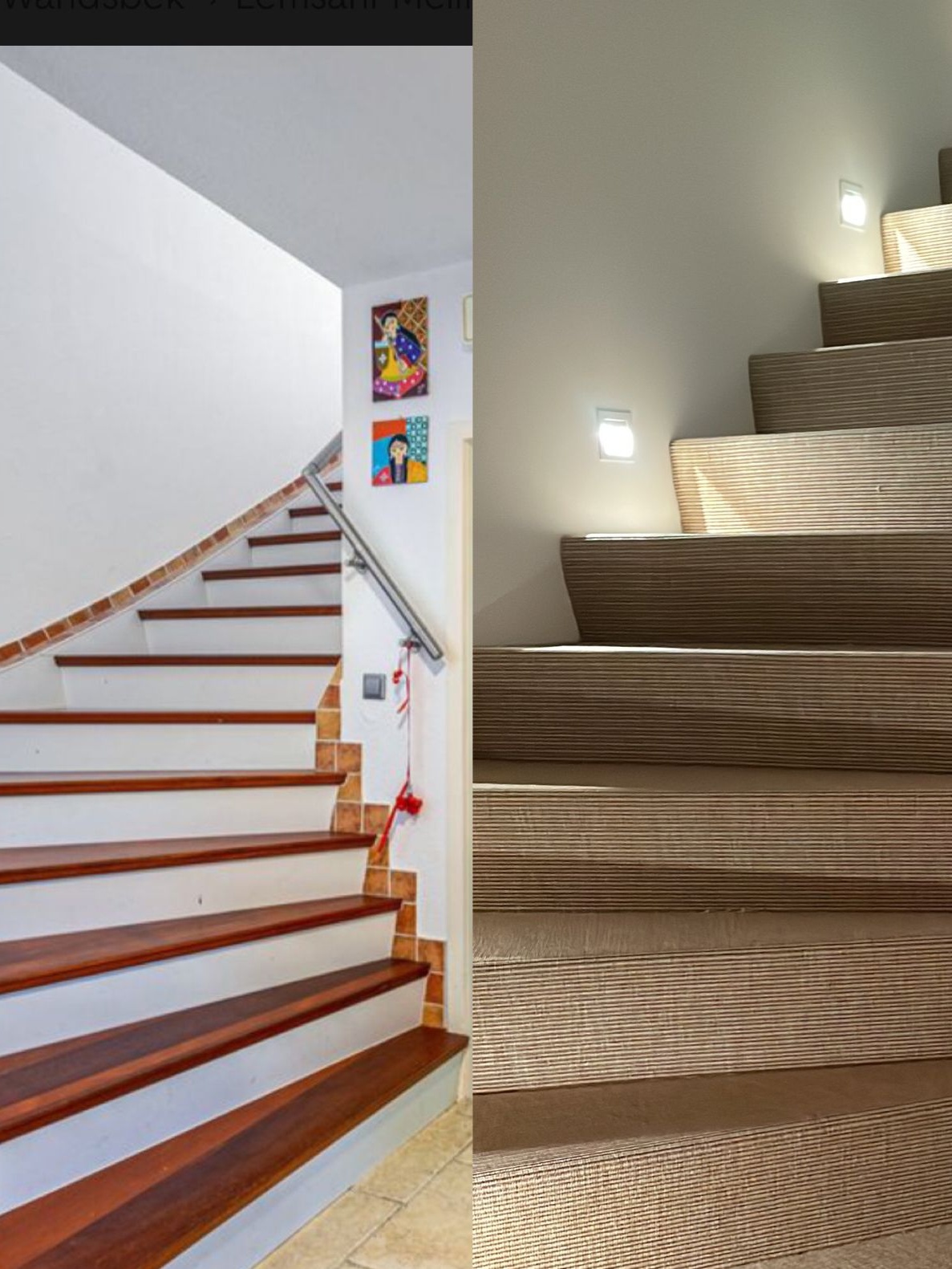 Vorher-Nachher-Ansicht Treppe